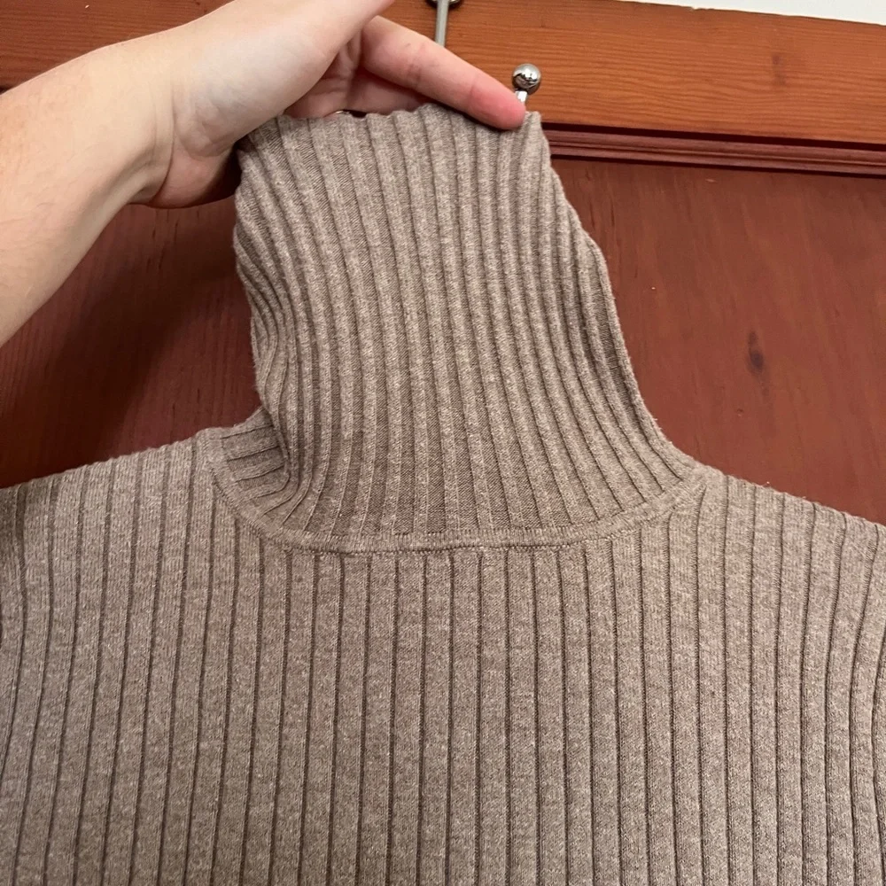 GAP Ribbed Turtleneck Sweater in Light Taupe